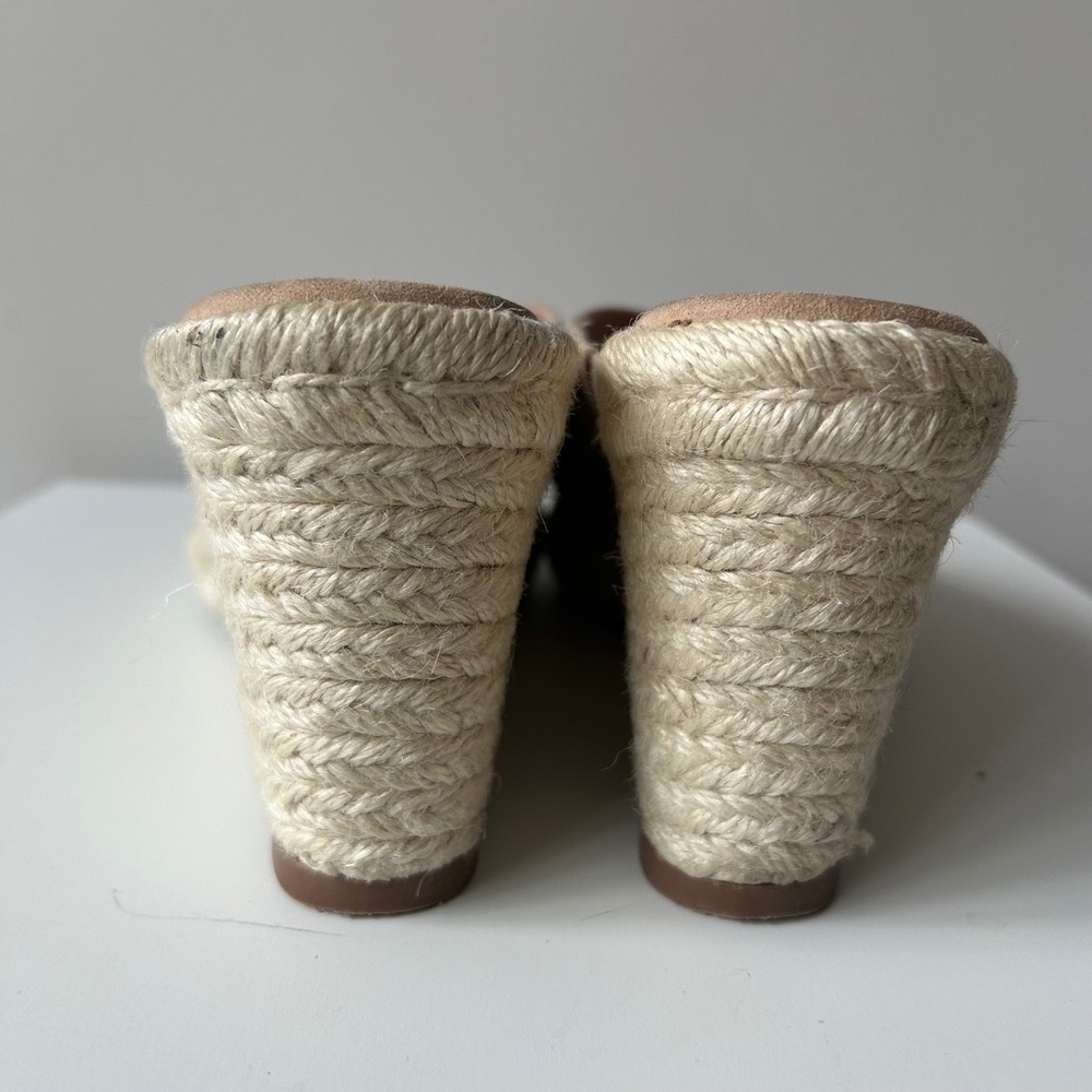 Stuart Weitzman Wedge Sandals 8.5 Tan Suede Espadrille‎ Slide Mules Beach Resort - Picture 8 of 11